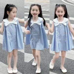 XING XING KIDS-  Dress anak perempuan imut bahan katun untuk umur 2-6tahun-dress veronika