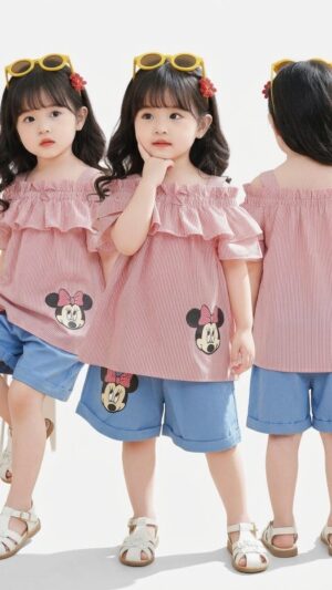 Setelan Anak Setelan Sabrina Anak Perempuan Katun Salur Denim Cover Utama 3x Murah Berkualitas