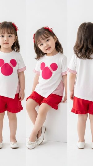 Setelan Anak Setelan Anak Perempuan Korea Style Asimetris Bordir Cover Utama 3x Murah Berkualitas