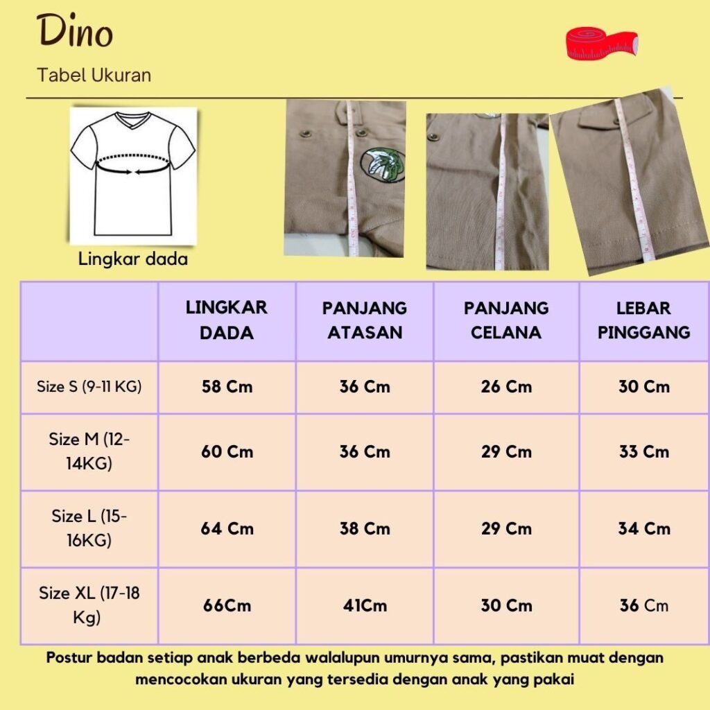 Setelan Anak Ukuran Dino Murah Berkualitas