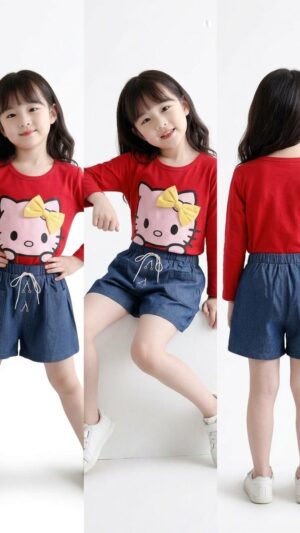 Setelan Anak Kitty Bow Set Setelan Anak Perempuan Lucu Cover Utama 3x Murah Berkualitas