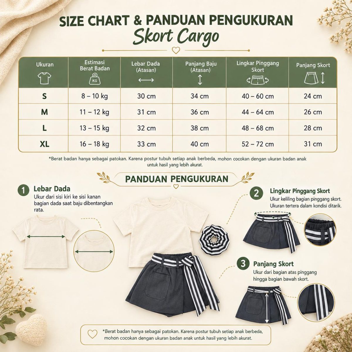 Setelan Anak Ukuran Skort Murah Berkualitas